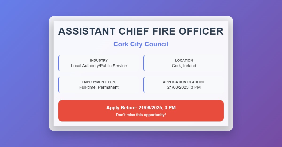 assistant chief fire officer cork city council