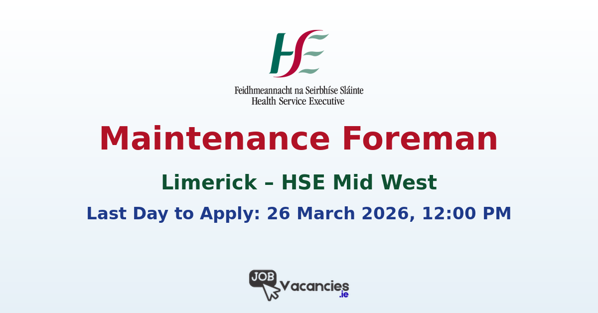Maintenance Foreman Limerick – HSE Job