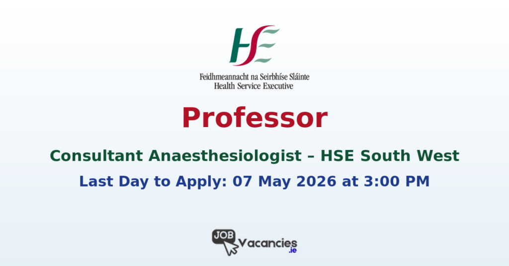 Professor Consultant Anaesthesiologist Cork